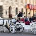 people riding horse carriage on street